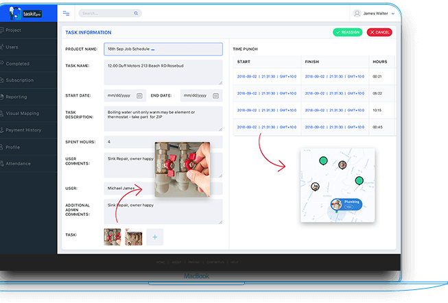 In-built Real-time time and task progress tracker