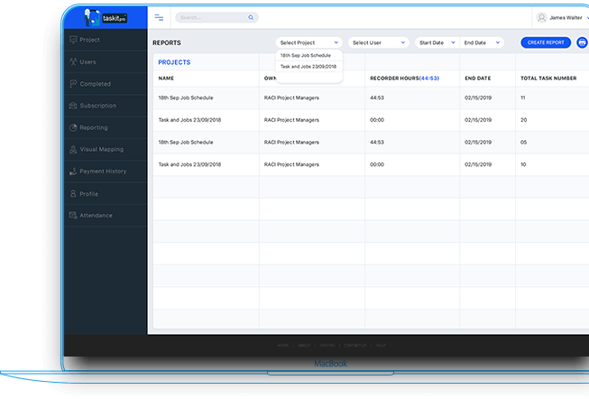 Detailed Task Report viewing panel