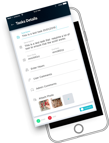 In-built Real-time time and task progress tracker
