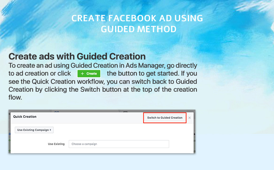 create Facebook ad using guided method