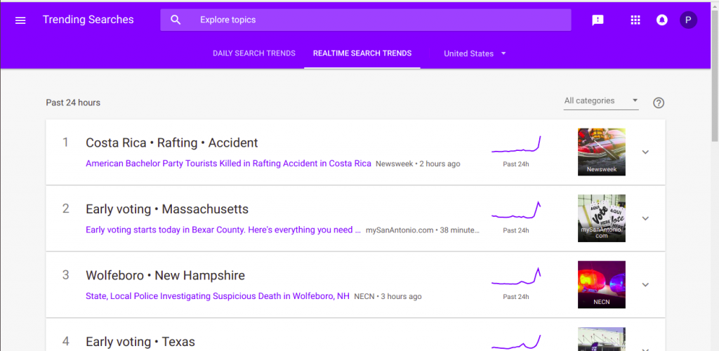 Step 4(b) for searching trends on Google trends to create a Mobile App
