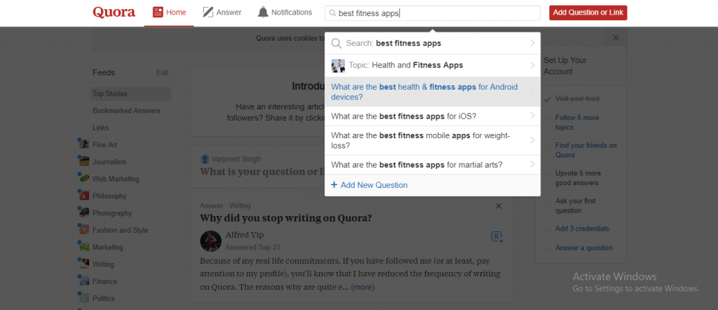 Step 3 for How to use Quora for Market Research to create a mobile App