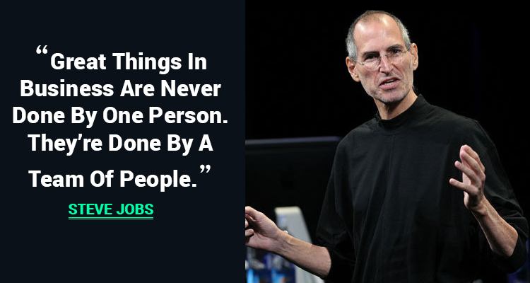 Steve Job's quote on team Work and a SharePoint Solution supports and facilitates teamwork conveniently